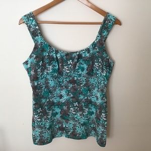 Ann Taylor Factory Green/Teal/Grey/White Tank XL